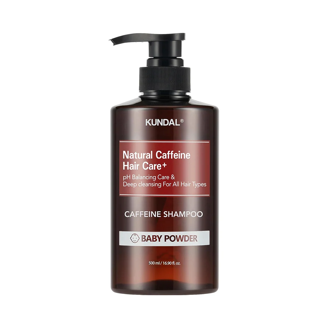 hikoco_Kundal_CaffeineHairLossReliefShampooBabyPowder_01 شامبو الكافيين الطبيعي والعناية المكثفة بفروة الرأس - برائحة بيبي بودر (500 مل) من كوندال - الصورة 1