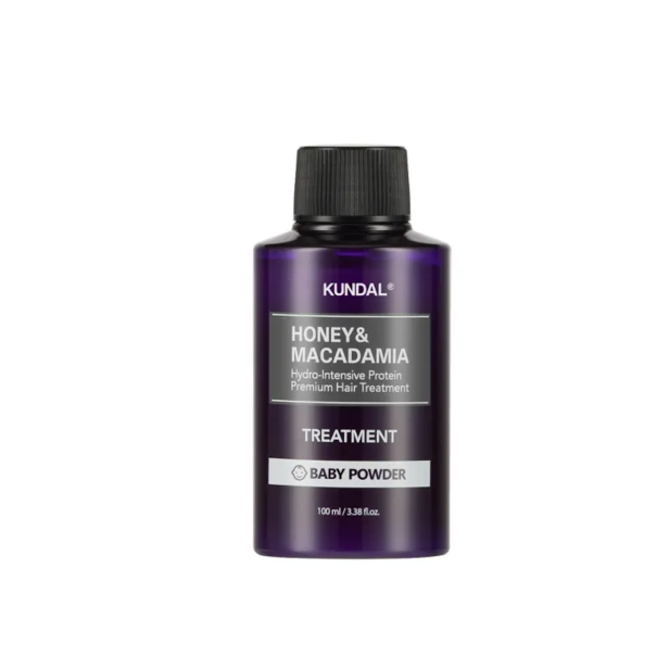 kundal_-_honey_macadamia_-_protein_treatment_baby_powder_-_100ml (1) بلسم الشعر ميني بروتين مكثف بالعسل والمكاداميا - برائحة بيبي بودر (100 مل) كوندال - الصورة 1